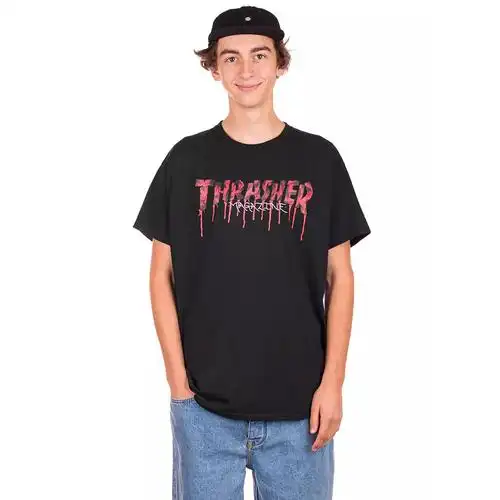 thrasherflamelogo火焰短袖美版潮牌授权血色嘻哈t恤