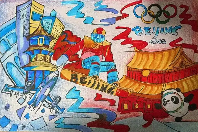 《逐梦冰雪·心向未来》这幅关于北京冬季奥运会和残奥会的绘画灼品