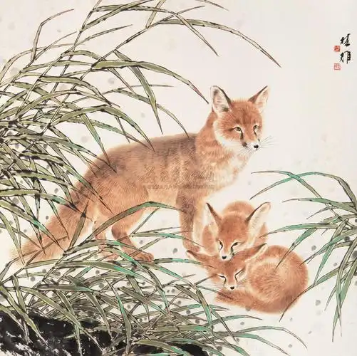 0359 狐狸 镜心 纸本