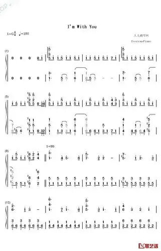 im with you钢琴简谱-数字双手-高尾奏音