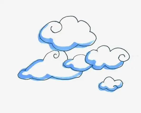 云朵的简笔画彩色画法卡通