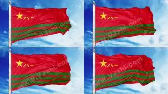 4k武装警察部队旗循环素材包6下载al4k红旗旗帜丝绸迎风飘扬c4d动画