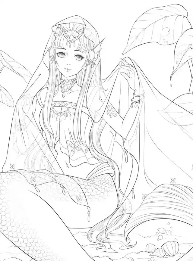 [古风唯美人物涂色线描底稿]玉人歌 女儿心,百妖红颜醉人情