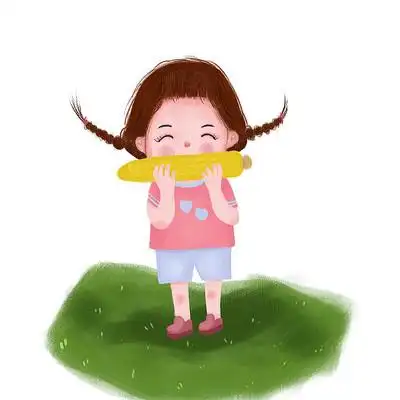 吃玉米的小女孩