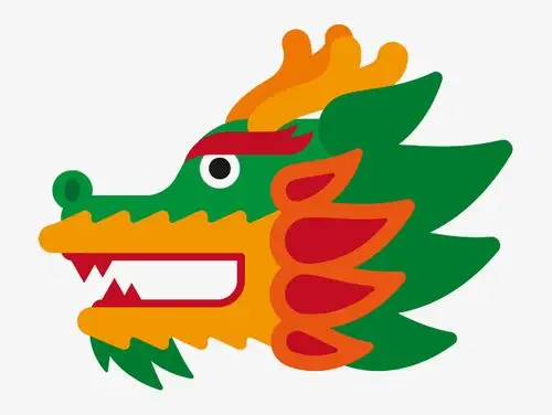 龙头张口睁眼彩色新年元宵庆典免抠下载