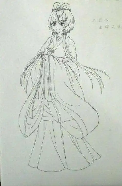 女孩女子汉服简笔画彩色漂亮的汉服女生简笔画汉服古装小姐姐简笔画穿