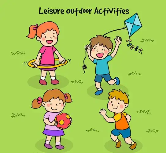 4款可爱户外玩耍的儿童矢量图_体育运动_懒人图库