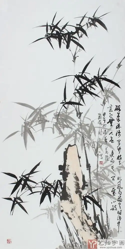 已售当代画竹名家张国稳四尺写意国画竹子图醉叶淋漓