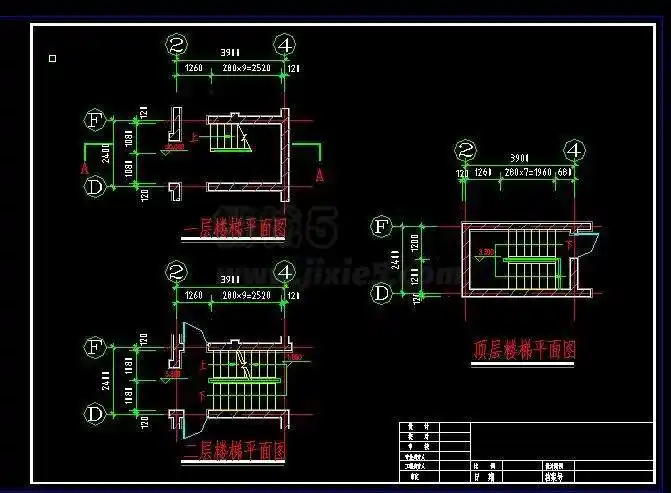 一二层及屋顶平面图,配套门窗设计表,建筑外形轴立面,剖视图,楼梯平
