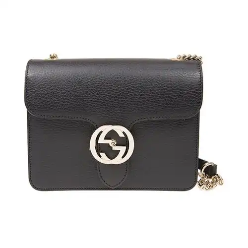 gucci古驰女款女士灰色牛皮链条小号风琴包斜挎包510304黑色小号