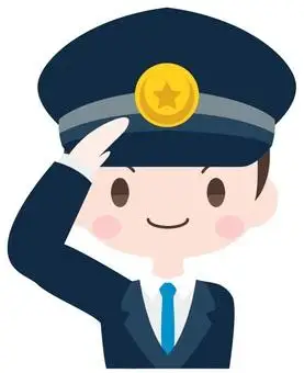 一名警察在警车前敬礼