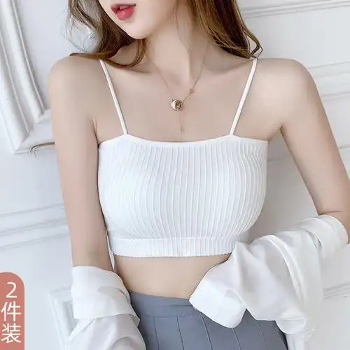 一字围抹胸式文胸内衣女打底防走光聚拢美背裹胸学生吊带小背心_兴金