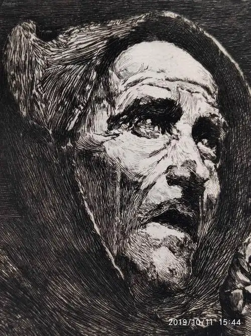 铜版画祈祷的僧人德国画家jeanjosephweerts1847–1927作品版画家