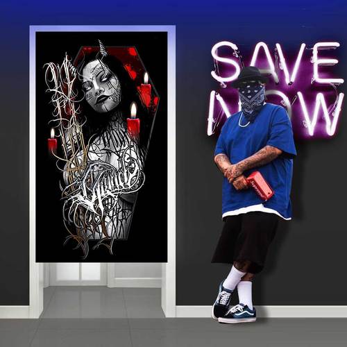 暗黑奇卡诺西海岸说唱纹身花体字old school匪帮嘻哈hiphop门帘