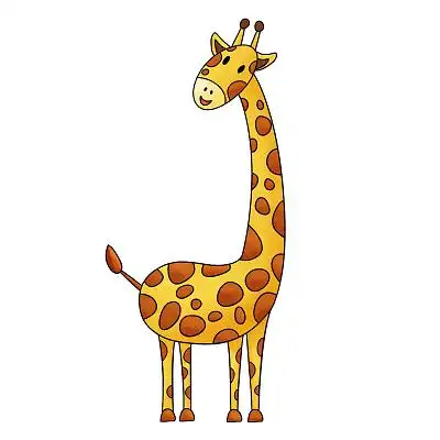 彩色手绘卡通开学季长颈鹿元素png素材可爱小动物原创插画素材