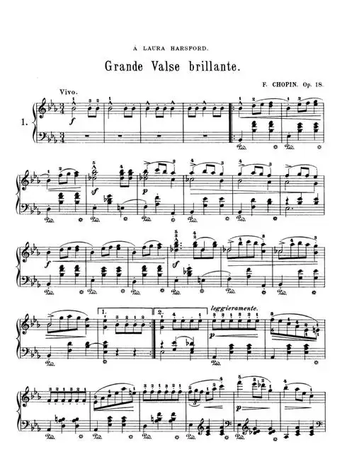 肖邦降e大调华丽的大圆舞曲作品18曲谱