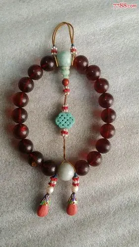 老琥珀整套原装十八子手珠朝珠一套珠子17mm