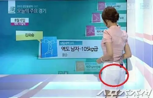 韩国女主播穿透视装短裤播奥运 内衣若隐若现