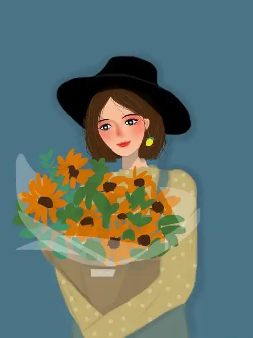 女生手绘头像,来源微博半卤