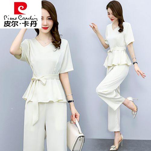 品牌轻奢高档女装 休闲套装女轻薄款夏季2022新款韩版收腰系带时尚