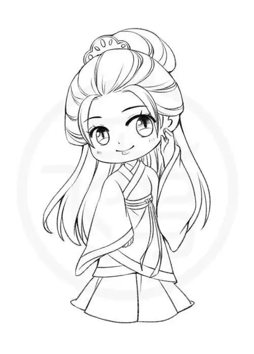 美少女 古风卡通美少女 线稿大全漫画上色线稿大全上色简笔画可爱古风