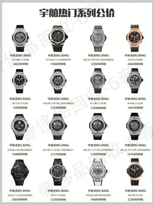 宇舶热门系列公价