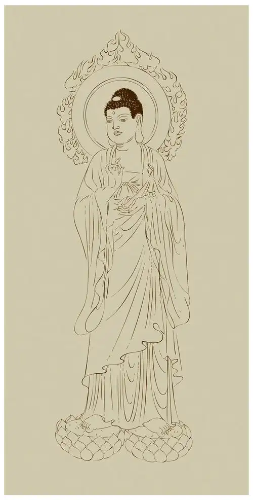 佛无框画线描矢量