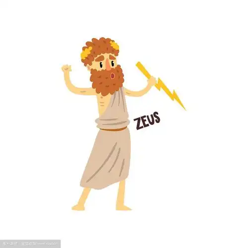 希腊奥林匹斯神宙斯,古希腊神话人物人物矢量图,白色背景