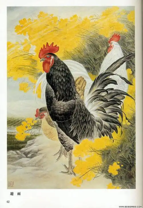 鸡年工笔画的公鸡作品欣赏