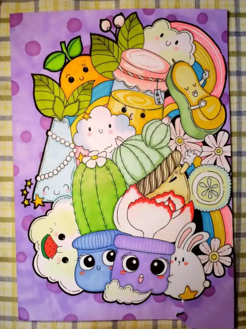 马克笔儿童画临摹(叠叠乐91) 因为打工有阵子没画画了,手都生了
