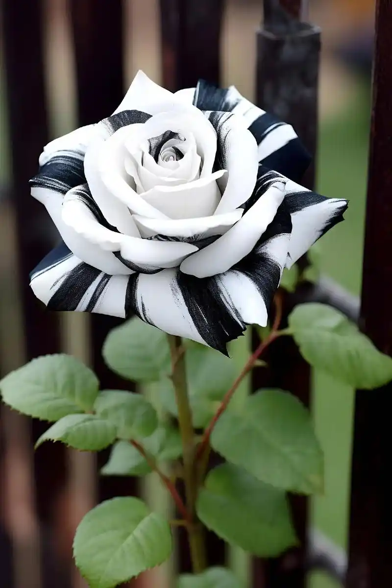 一半黑,一半白,黑白相间的双生玫瑰,又叫黑白库伊拉双生玫瑰 - 抖音