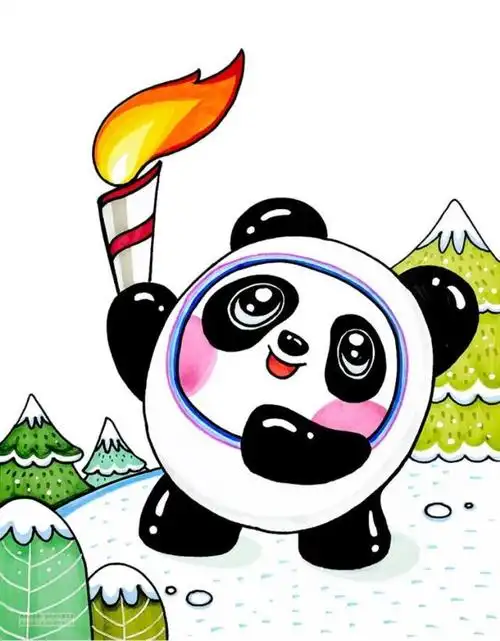 奥运会冰墩墩简笔画「儿童画教程相约冬奥冬奥顶流冰墩墩」
