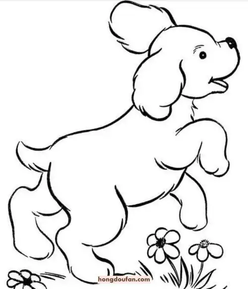 开心到跳起来的小狗手绘卡通简笔画大全