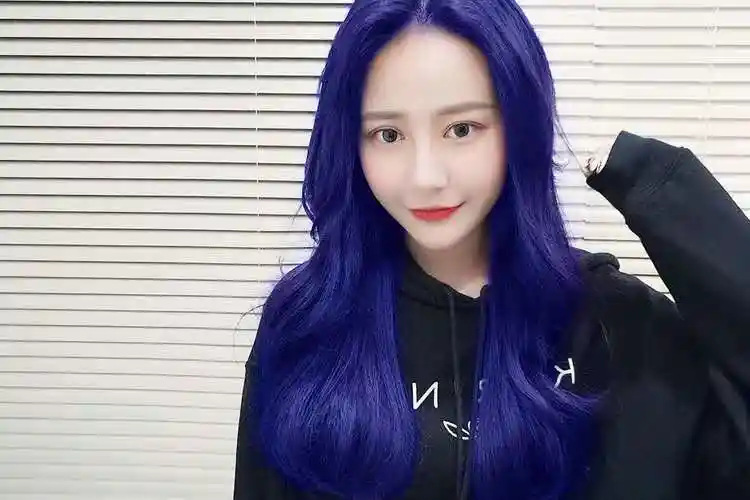 色蓝紫色蓝黑色雾蓝色打蜡染发膏蓝灰色 宝石蓝 褪色粉(染黑头发拍)