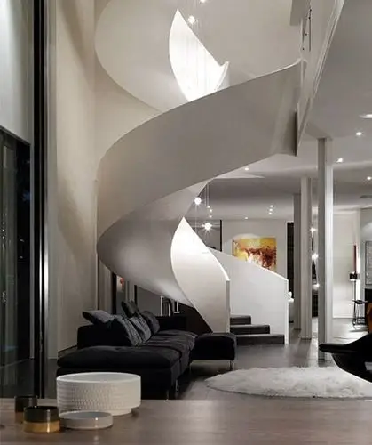 别墅客厅旋转楼梯效果图