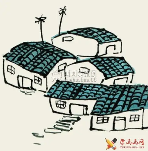 儿童国画房子的画法步骤教程