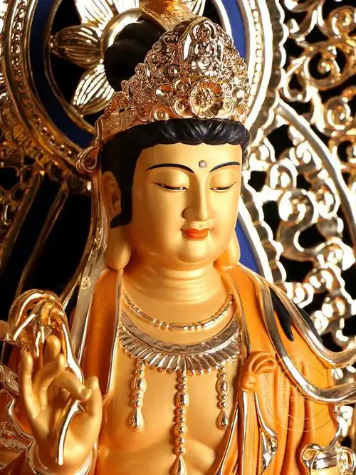 伊弥铜鎏金佛像西方三圣铜像纯铜阿弥陀佛观音供奉摆件阿弥陀佛