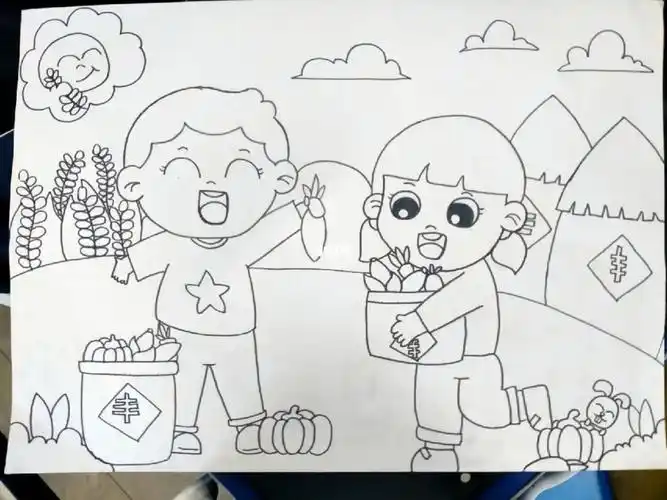 幼师  #儿童简笔画  #可爱简笔画  #简笔画  #秋收主题画 #丰收主题