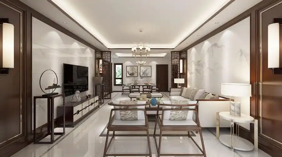 阆中幸福家园中式风格180平米设计方案 客厅天花板吊顶设计_装信通网