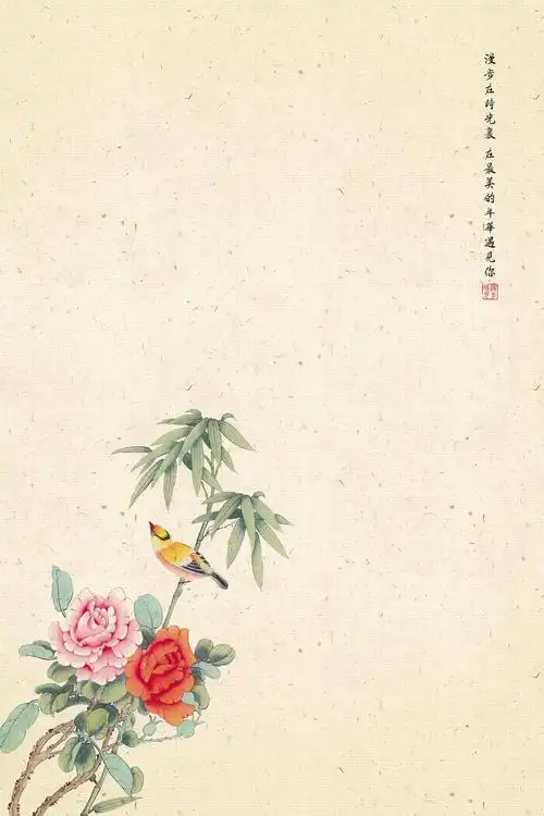 【免费】14款古典花鸟工笔画背景设计psd素材,177期._橙子