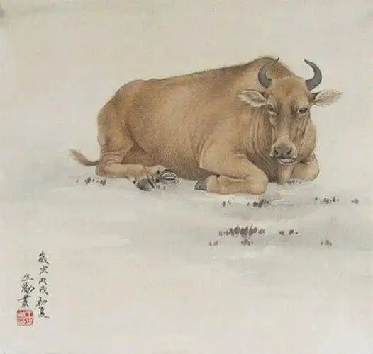 中华艺术节宫收藏的12幅工笔生肖国画牛