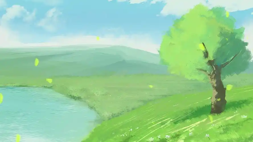 简洁绿色大树横版春天视频背景ae模板春天背景