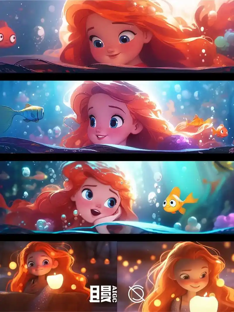 (漫画版)小美人鱼认真的看着书,鱼儿游过来告诉 - 抖音