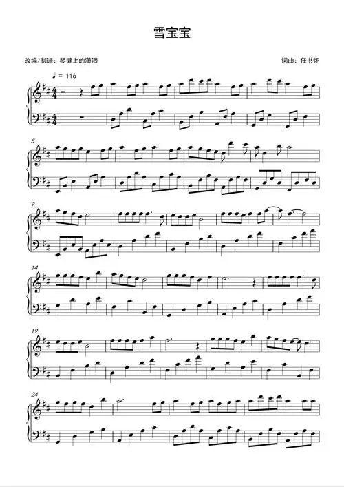 雪宝宝石雪完美d调独奏