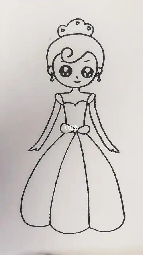 幼儿花裙子简笔画公主