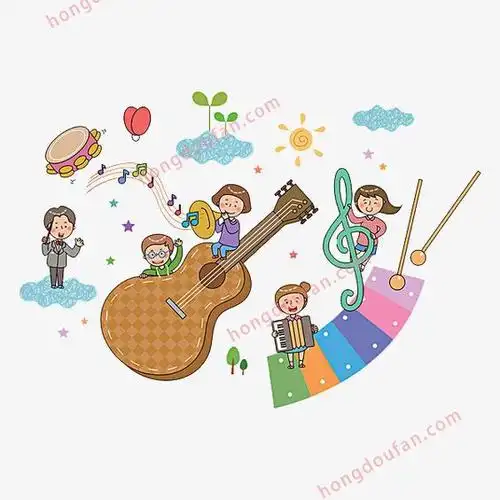 10张唱歌跳舞舞台表演的小朋友卡通儿童画