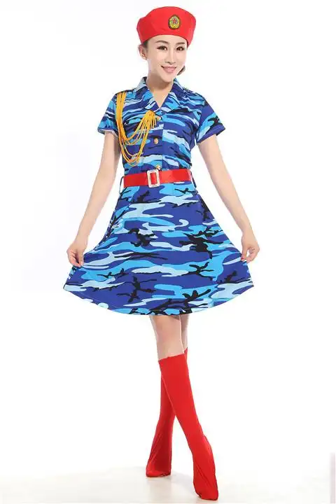 水兵舞服装全新女套装演出时髦套装水兵舞裙子新款广场舞迷彩套装