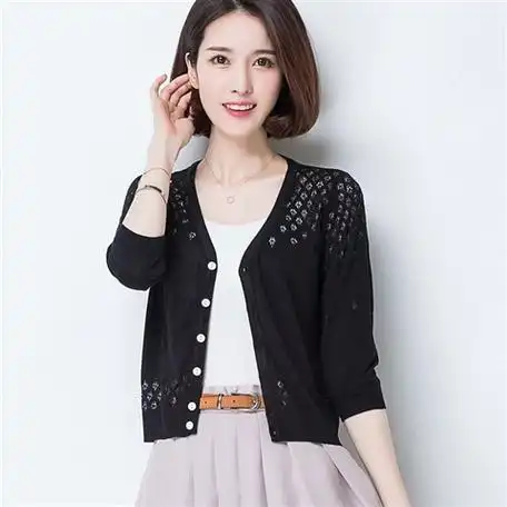 外搭薄款镂空小披肩空调短款防晒女夏季针织衫外套冰丝针织开衫潮