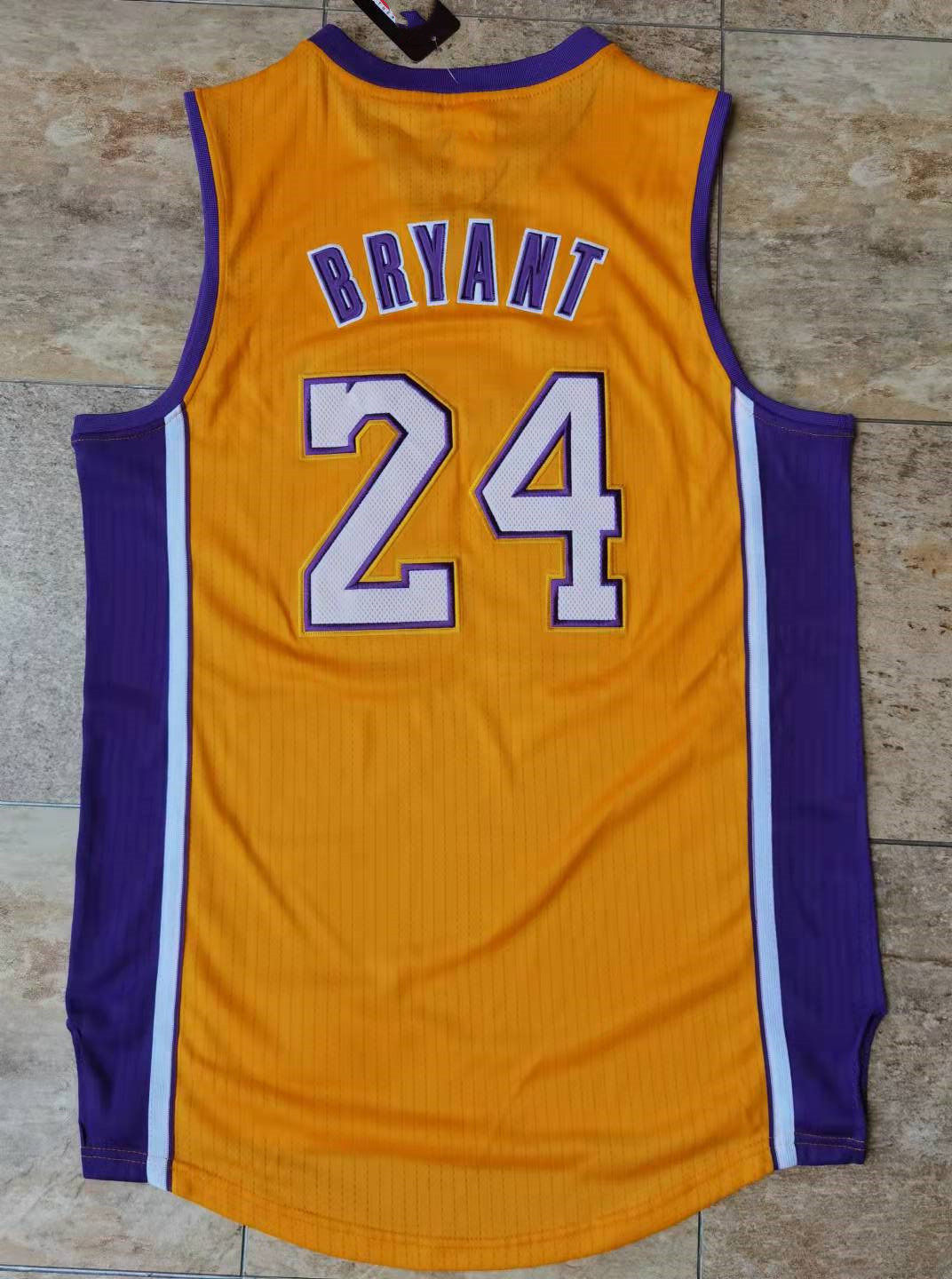 湖人24号科比阿迪黄色白字密绣球衣篮球背心篮球服