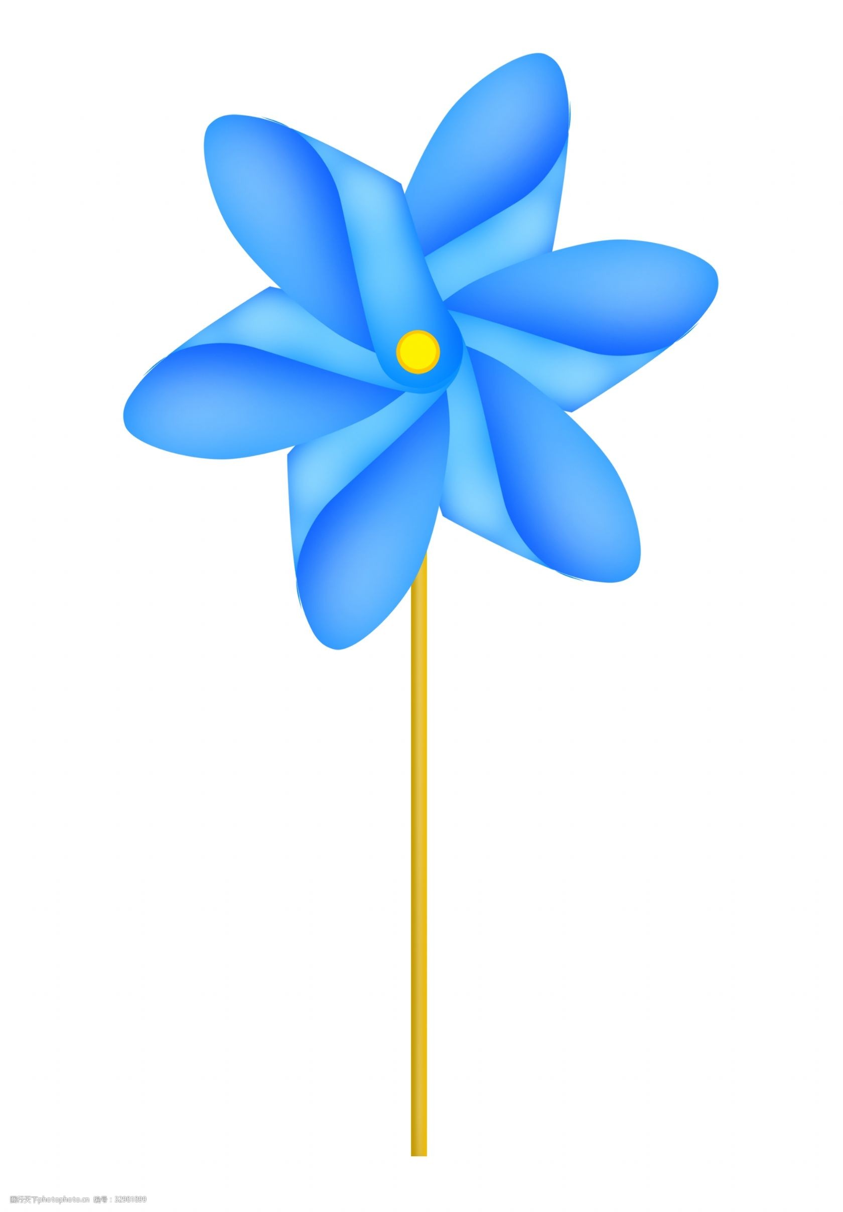 蓝色风车卡通插画